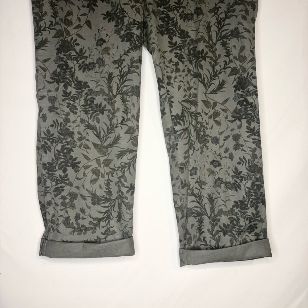 J.Jill Floral Print Ankle Pants Green Stretch Cotton Casual Cropped Size 10 Tall - Picture 4 of 10